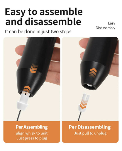 Wireless Milk Frother Electric Type-C Handheld Blender Stainless Steel Mini Coffee Maker Whisk Mixer For Coffee Cappuccino Cream