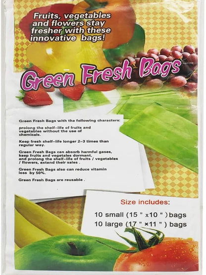 Green Bags for Fruits and Veggies Reusable Vegetable Bags for Refrigerator Food  Keep Fruits, Vegetables and Cut Flowers