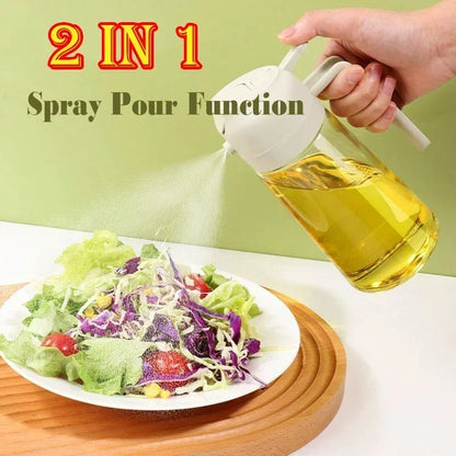 2in1 500ml Plastic Spray Oil Sprayer Bottle Spray Oil Dispenser Oil Jar Cruet BBQ Kitchen Baking Roasting Picnic Kitchen Tool