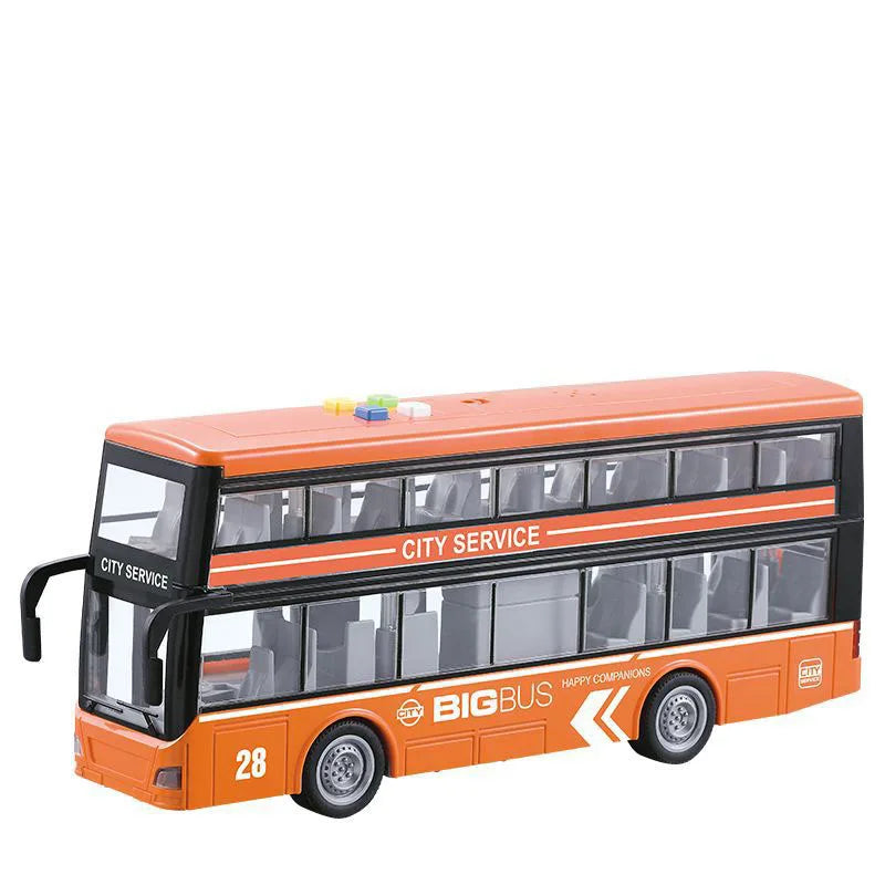 High-quality school bus toy car model large sound and light double-decker bus simulation car toy children's gift