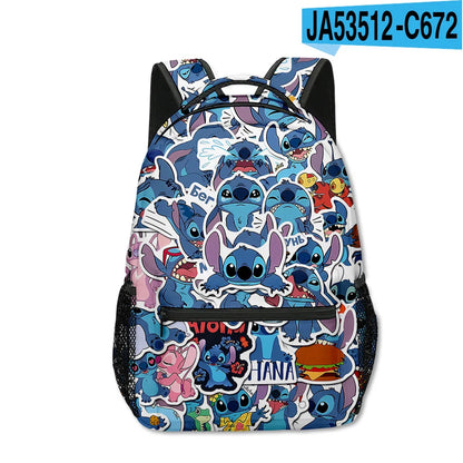 Stitch Primary School Student Anime Backpack Cartoon Large Capacity School Bag Printing Anime Kawaii Cartoon School Bag Mochila