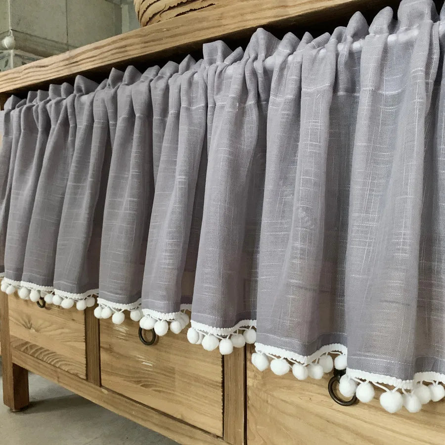 Japanese tassel half curtain partition door curtain kitchen short curtain coffee curtain pastoral decoration short curtain yarn