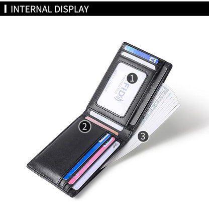 RFID Blocking Mini Men's Genuine Leather Wallet Slim Business Credit Card Holder Man Anti Theft Ultra Thin Purse For Male