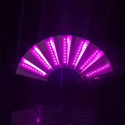 Bar FaninsGlowing Disco Fan Trendy Electronic Music Festival Party Performance Prop Flashing Folding Fan