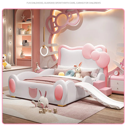 150X200cm Modern Childrens cartoon girl princ ess bed pink queen size bed frame full  double bed complete bedroom furniture