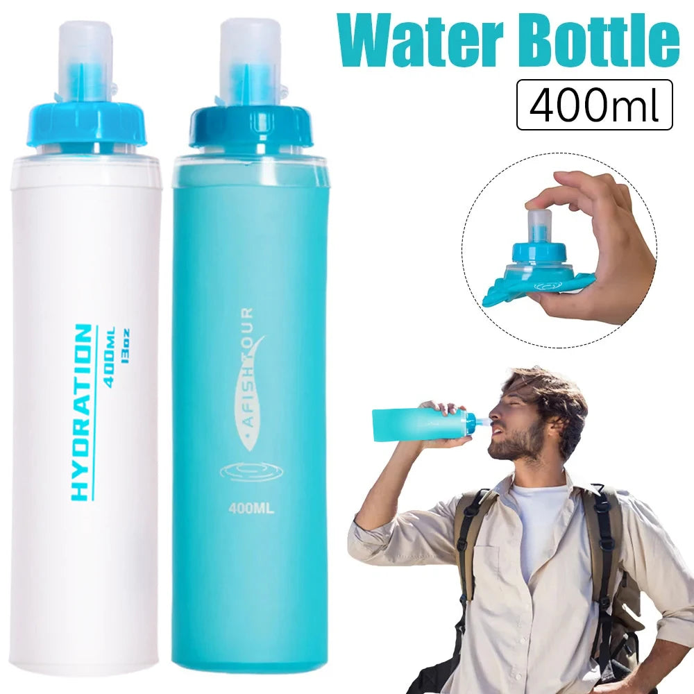 1PCS Soft Flask, Shrink As You Drink Soft Water Bottle for Hydration Pack, Folding Water Bottle Running,Hiking,Cycling,Climbing