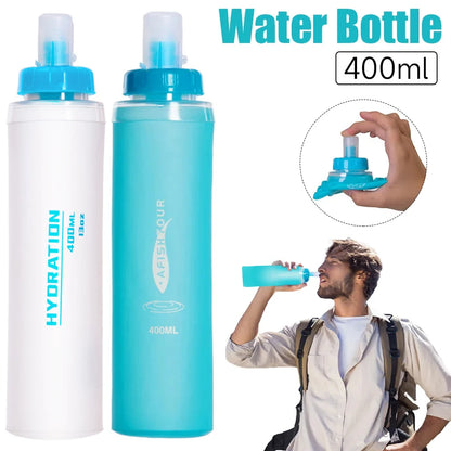 1PCS Soft Flask, Shrink As You Drink Soft Water Bottle for Hydration Pack, Folding Water Bottle Running,Hiking,Cycling,Climbing
