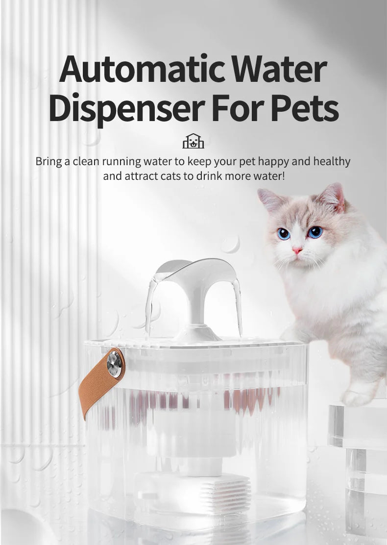 Pet Cat Water Fountain Automatic Dispenser for Pets Cat and Dog Drinking Basin Live Water Circulating Pet Water Feeder Portable