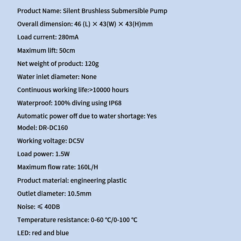 Water Pump LED Light Pet Cat Water Fountain Motor Replacement For Cat Flowers Drinking Bowl Dispenser Home Pet Dog Accessories