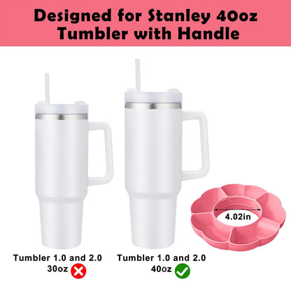 Reusable Silicone Snack Platters for Snack for Stanley Cup 40 Oz Tray Snack Divider Divided Container Food Tray Holder Outdoor