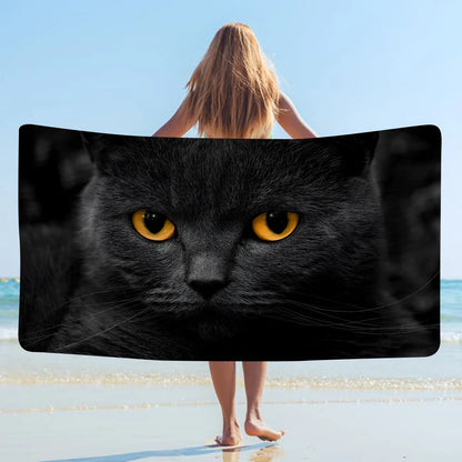 Black Cat Cartoon Beach Towel Cute Kawaii Room Decor Bath Girls Children Hand Towels For Bathroom Shower