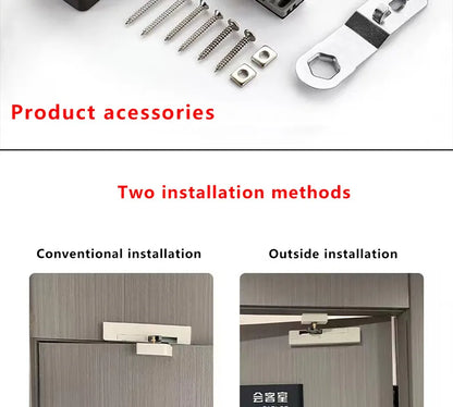Door Damping Buffer Wooden Door Flat Outward Opening Invisible Door Home Closing Silent Hydraulic Door Closer Anti-pinch