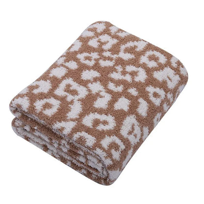 Super Soft Leopard Print Blanket, Warn Knitted Fleece Blanket, Sofa Nap Lightweight Blanket