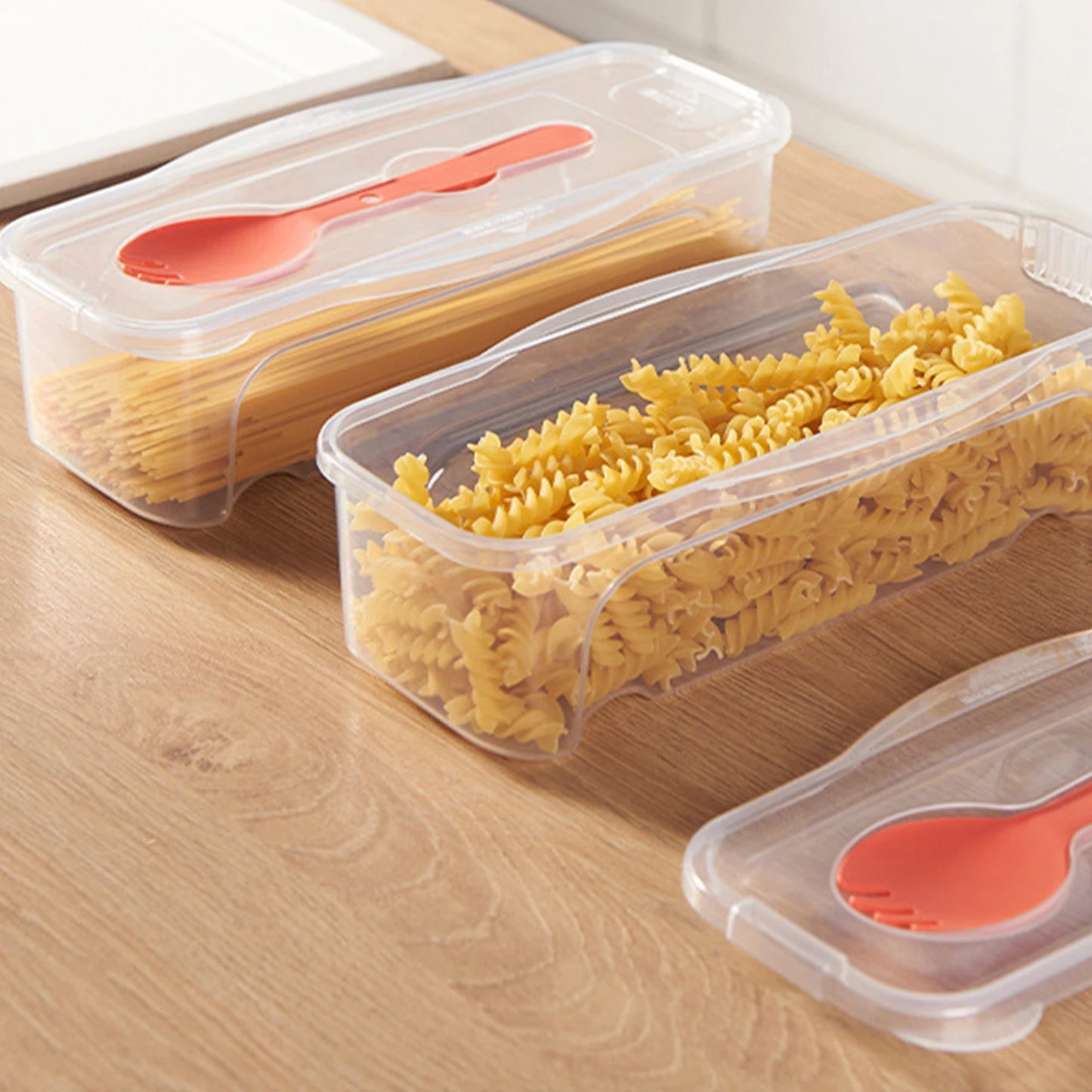 Microwave Food Boxes with Lids 44oz Food Cooking Box with Strainer & Flatware for Food Noodles Dumplings