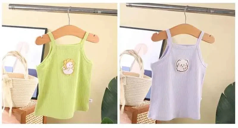 Baby Girls T-shirts for Kids Summer Sleeveless Knitted Tops Vest Outfits Girls Cute Halter Tops Tees Children Clothing 1-12 Year