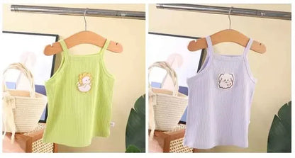 Baby Girls T-shirts for Kids Summer Sleeveless Knitted Tops Vest Outfits Girls Cute Halter Tops Tees Children Clothing 1-12 Year