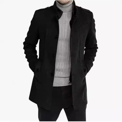 New Woolen Mens Coat Medium and Long Zipper Jacket Large Size Fake Two-piece Set Cardigan for Men