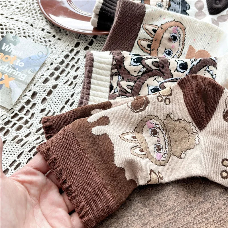 Labubu Mid Length Socks for Children Versatile Couples Trendy College Style Anime and Cartoon Department Labubu Cloth Long Socks