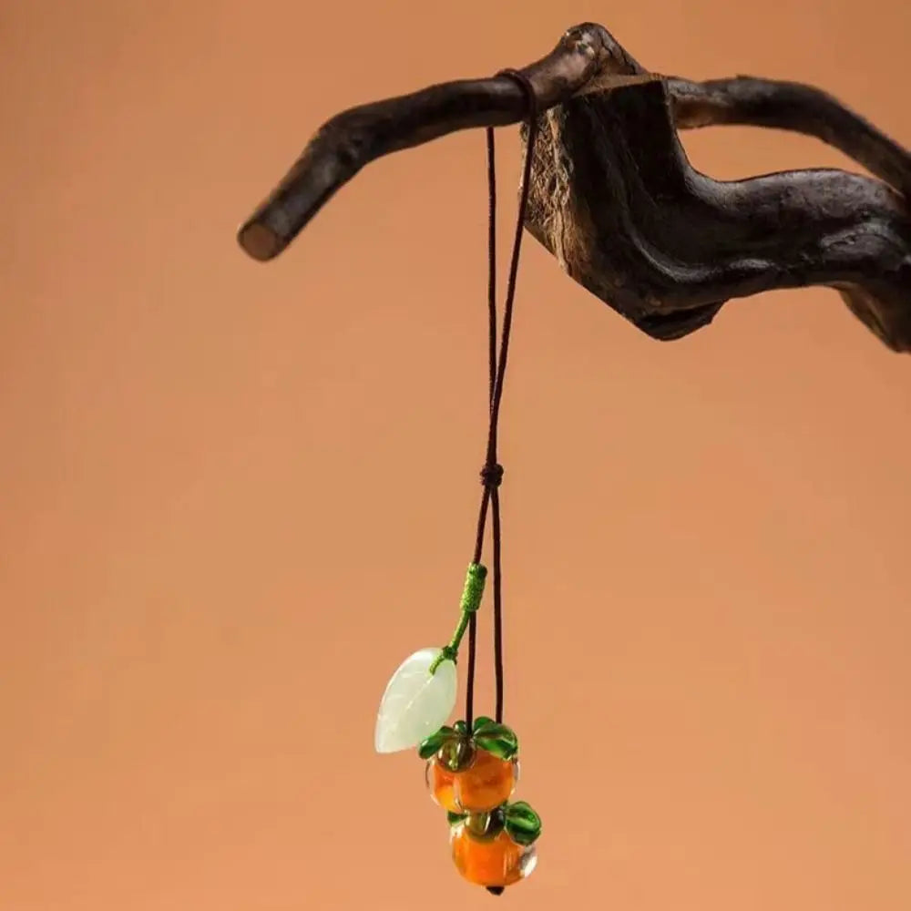 Everything Goes Well Phone Lanyard Fashion Cute Persimmon Phone Case Chain Straps Beaded Phone Anti-lost Rope