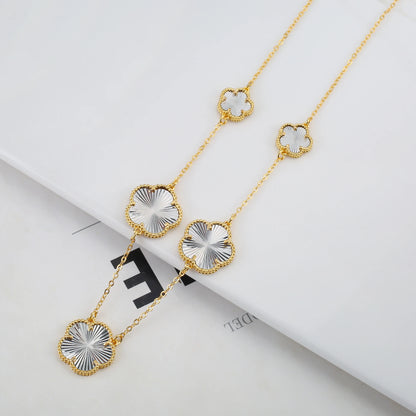 Irregular New Double Sided Natural Stone Shell Plant Five Leaf Flower Jewelry Set Necklace Earrings Women's High Quality Clover