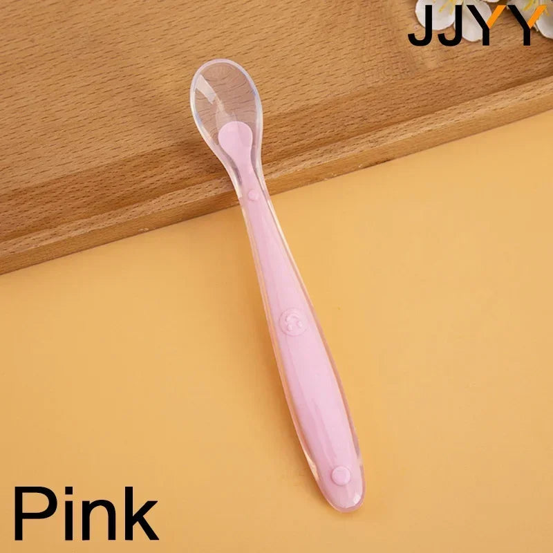 Baby Soft Silicone Spoon Candy Colored Child Food Feeding Spoon for Kids Travel Picnic Kitchen Tools