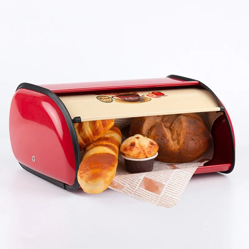 Bread Bin Bread Holder Large Capacity Stainless Steel Bread Box Holder Bin Container Kitchen Storage Organizer Bread Storage Box
