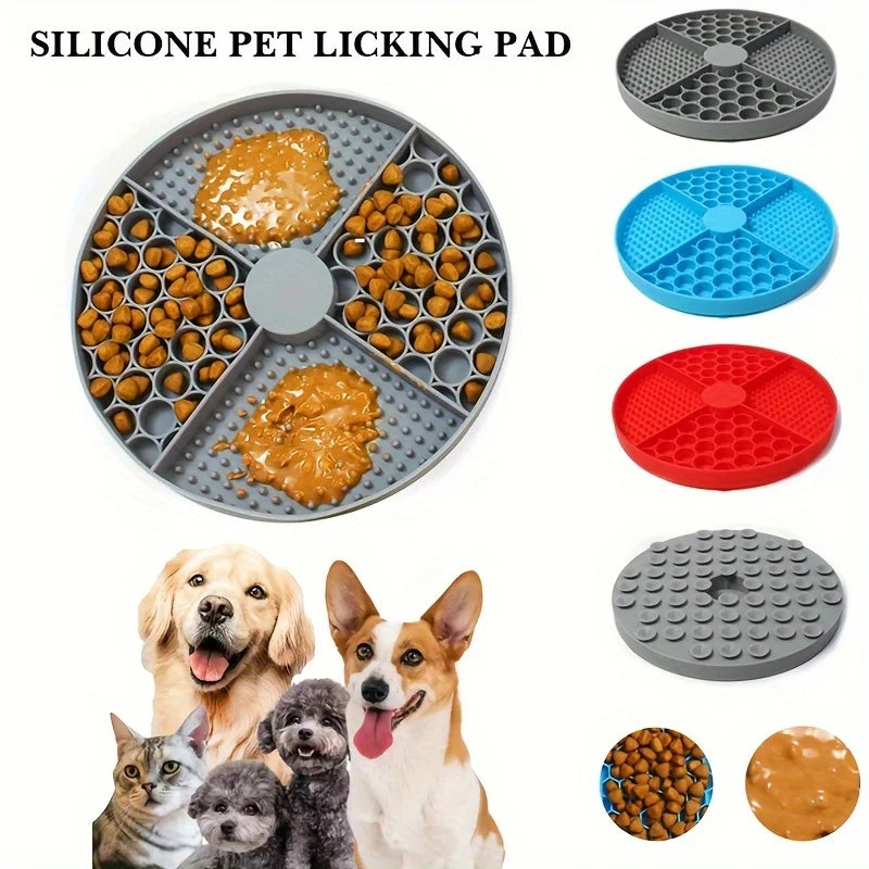 Dog Feeding Mat Silicone Cat Slow Feeder Bowls with Suction Cup Slow Feeding Pad Dog Licking Pad Anxiety-relieving Utensils
