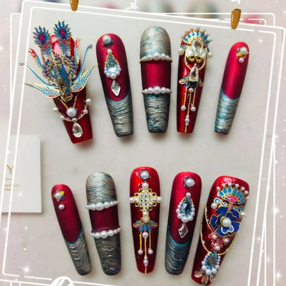 10Pcs High Quality Handmade Press on Nails Simple And Elegant  Royal A must For Trends Fashion Weapon Nail Stickers  Elegant