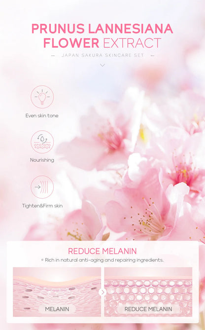 LAIKOU Sakura Skin Care Set Facial Cleanser Face Cream Essence Facial  Eye Cream Skincare Product 4pcs Kit