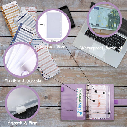 A6 Binder Cash Envelopes for Budgeting Money Organizer for Cash Money Envelopes for cash Leather A6 Binder with zipper