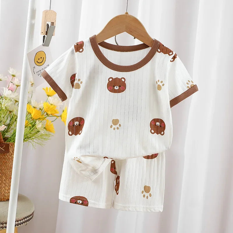 T-shirts Baby Clothes New Summer Children's Clothing  Children's Short Sleeved Shorts Suit Boys Girls Cotton