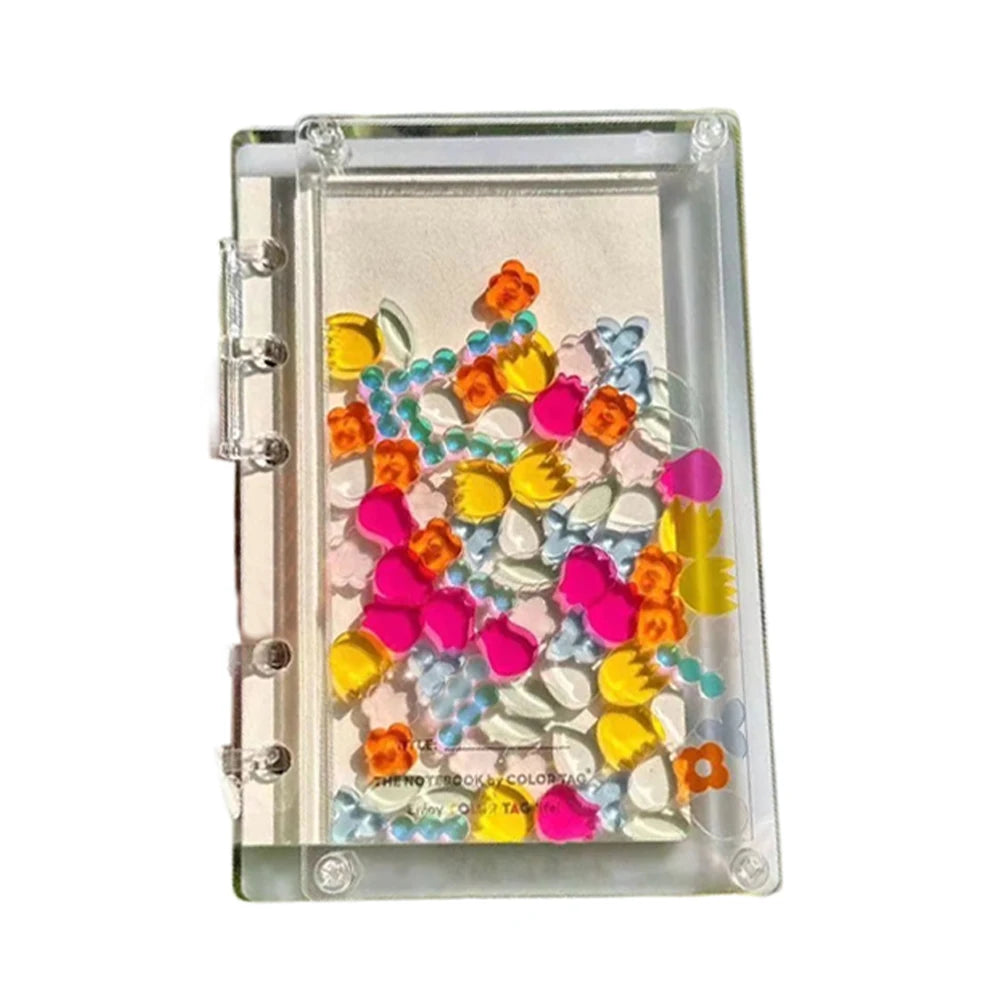 Transparent And Visible Acrylic Notebook Diy Creative Stationery A7/A5 Notebook Quicksand Loose Leaf Notebooks Students Supplies
