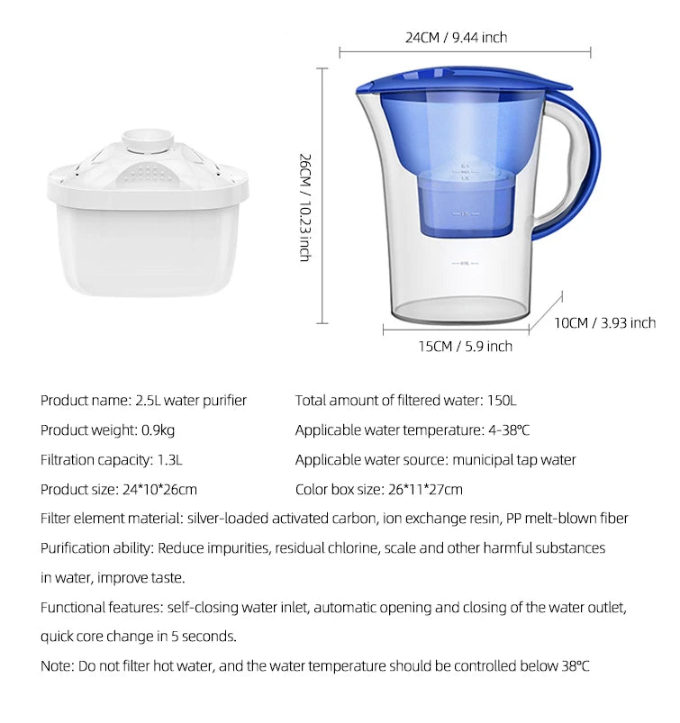 Water Purifier, Household Kitchen Activated Carbon Water Filter, Portable Water Purifier, Tap Water Filter, Kitchen Tool, Water