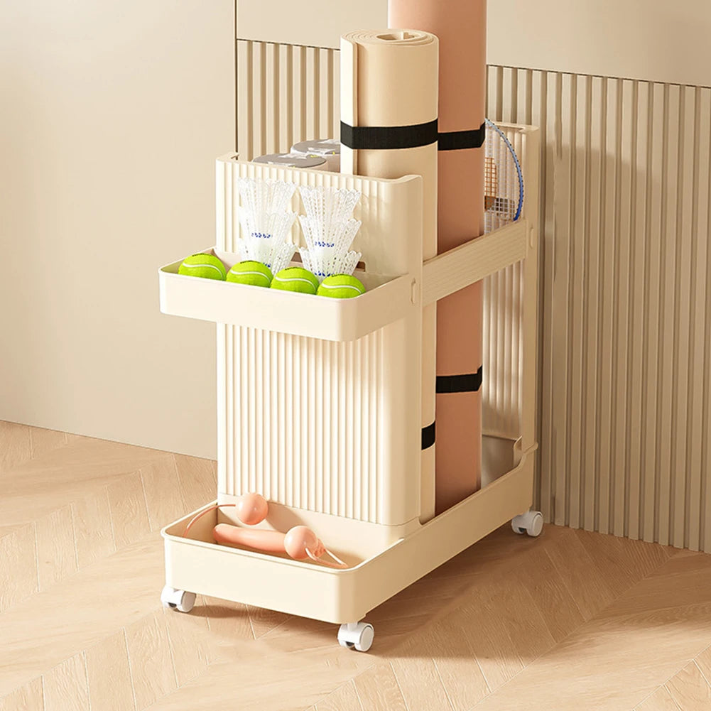 Sports Equipment Storage Rack Large Capacity Fitness Equipment Storage Rack with Wheels Fitness Equipment Sports Tools Organizer