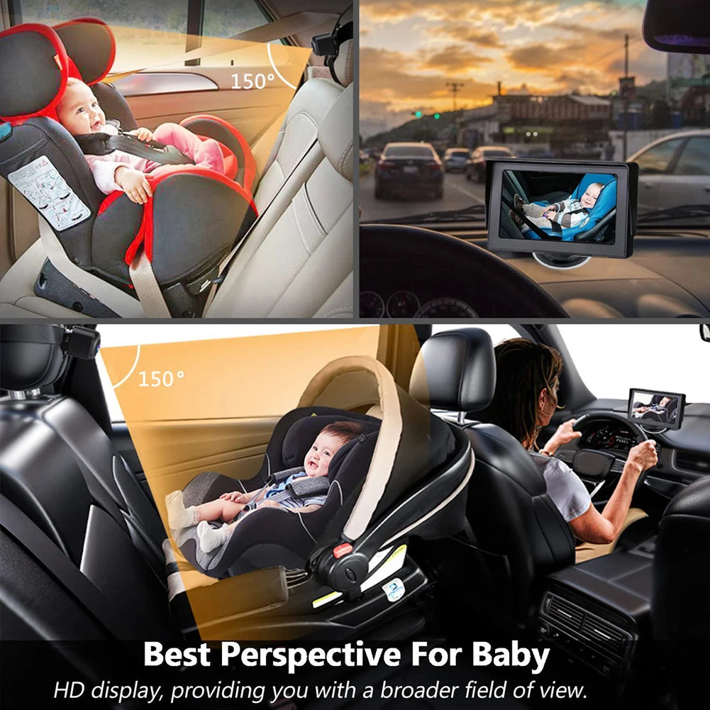 Car Baby Monitor Camera 8LED Infrared Night Vision Easy Installation 4.3 Inch Folding Display Screen Baby Car Mirror Display