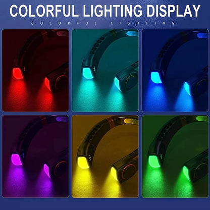 2025 Hanging Neck Fan Portable Bladeless Neck Fan Air Cooler Digital Display Rechargeable Air Conditioner Neck Ventilator