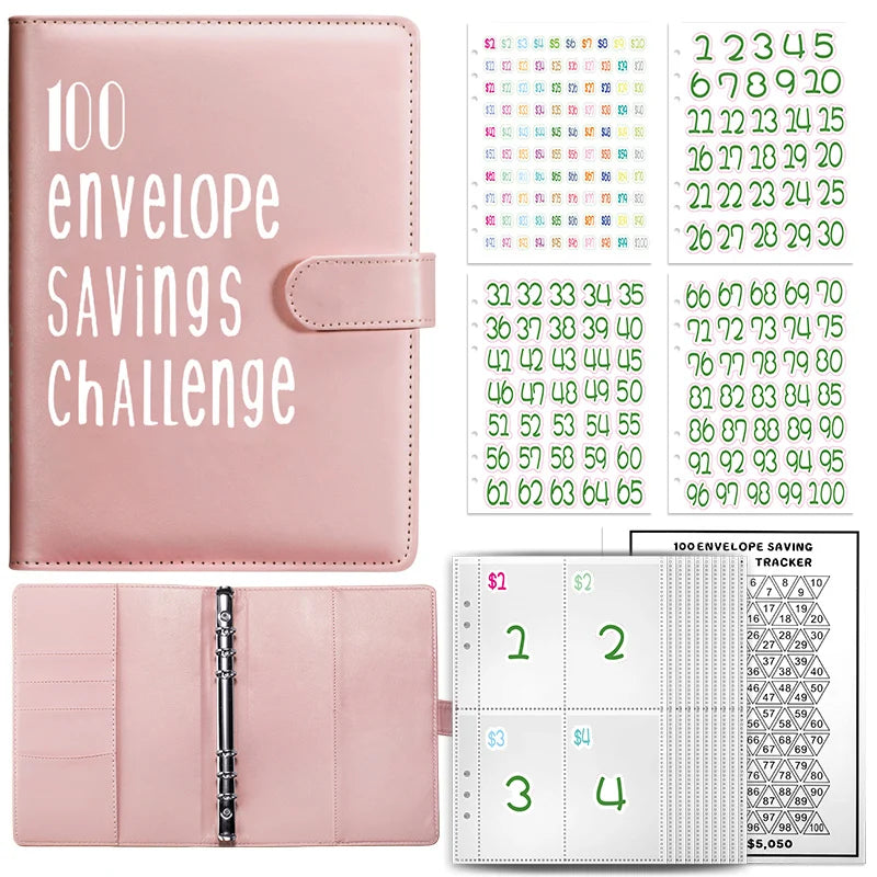 100 Envelope Cash Savings Challenge, Saving Challenge Envelop Book, Budget Envelope Financial Assistant, A5 Size Cash Binder