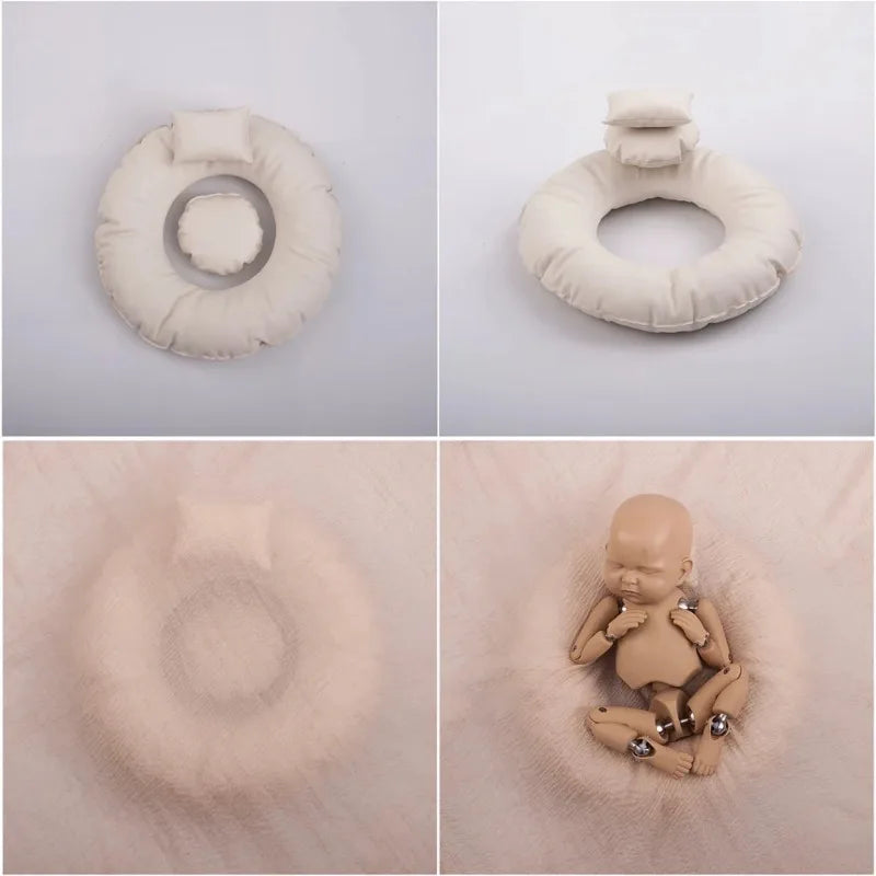 Newborn Photography Props Creativity Donut Posing Pillows Cushion Crescent Basket Filling Pillow Baby Photoshoot Accessories