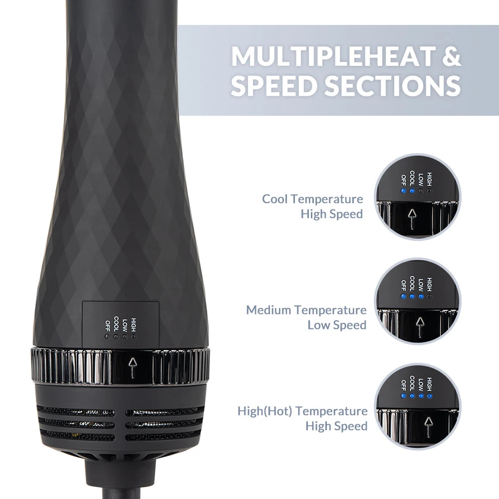 One Step Hair Dryer and Volumizer 1000W Rotating Hot Air Brush Professional Blow Dryer Comb Brush Electric Ion Blow Dryer Brush