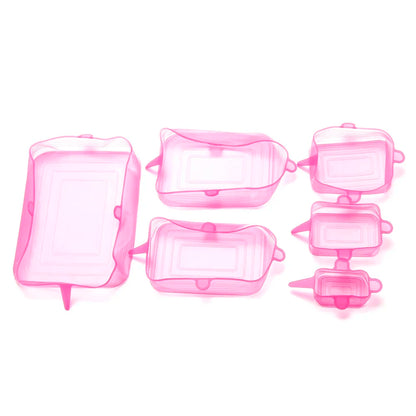 6Pcs Food Grade Silicone Stretch Lids Kitchen Tools Accessories Reusable Food Wrap Sealed Cover Keep Fresh Stretchy Bowl Cover