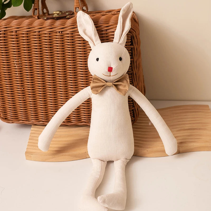 Stuffed Bunny Cloth Dress Toys Smoothing Toy for Infant  Cuddling sleep doll for Girls Handmade Diversity Brown Rabbit Plushie