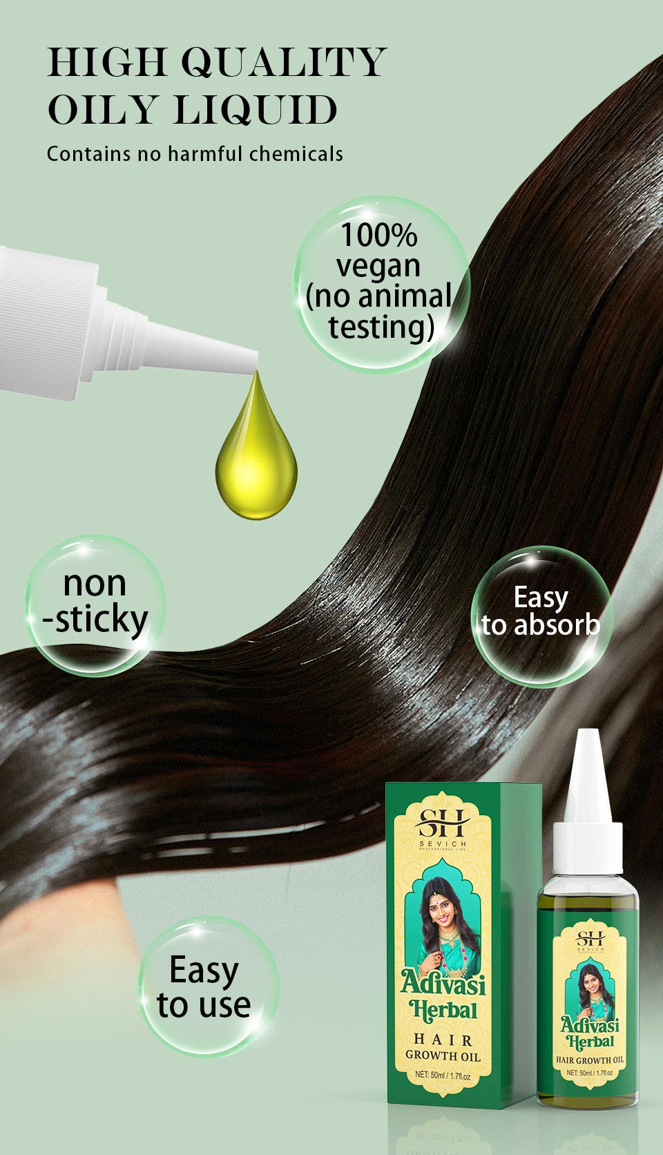 Ayurvedic Hair Growth Oil India Adivasi herbal Hair Growth Oils Anti Hair Loss Fast Regrowth Thicken Serum Hair Growth Products