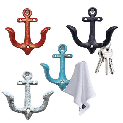 Cast Iron Nautical Anchor Wall Hooks Coastal Theme Decorative Hooks Towel Hanger Jacket Holder Unique Key Hooks Backpack Racks