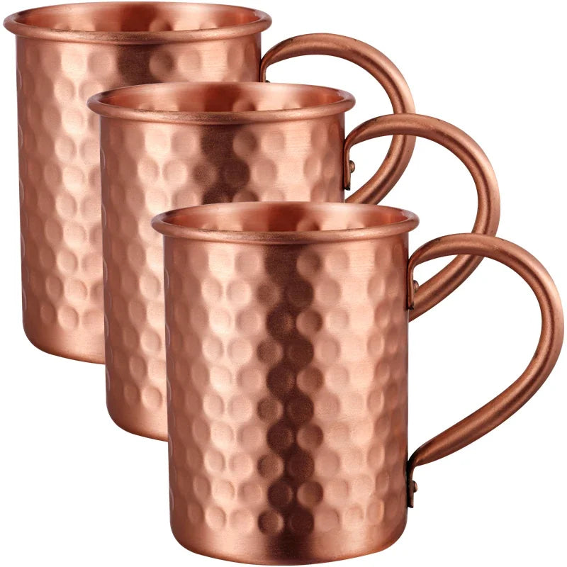 100% Copper Moscow Mule Mug 1/2/3/4PCS 400ml Durable Coppery Beer Mugs Coffee Mug Milk Cup Pure Copper Bar Cup