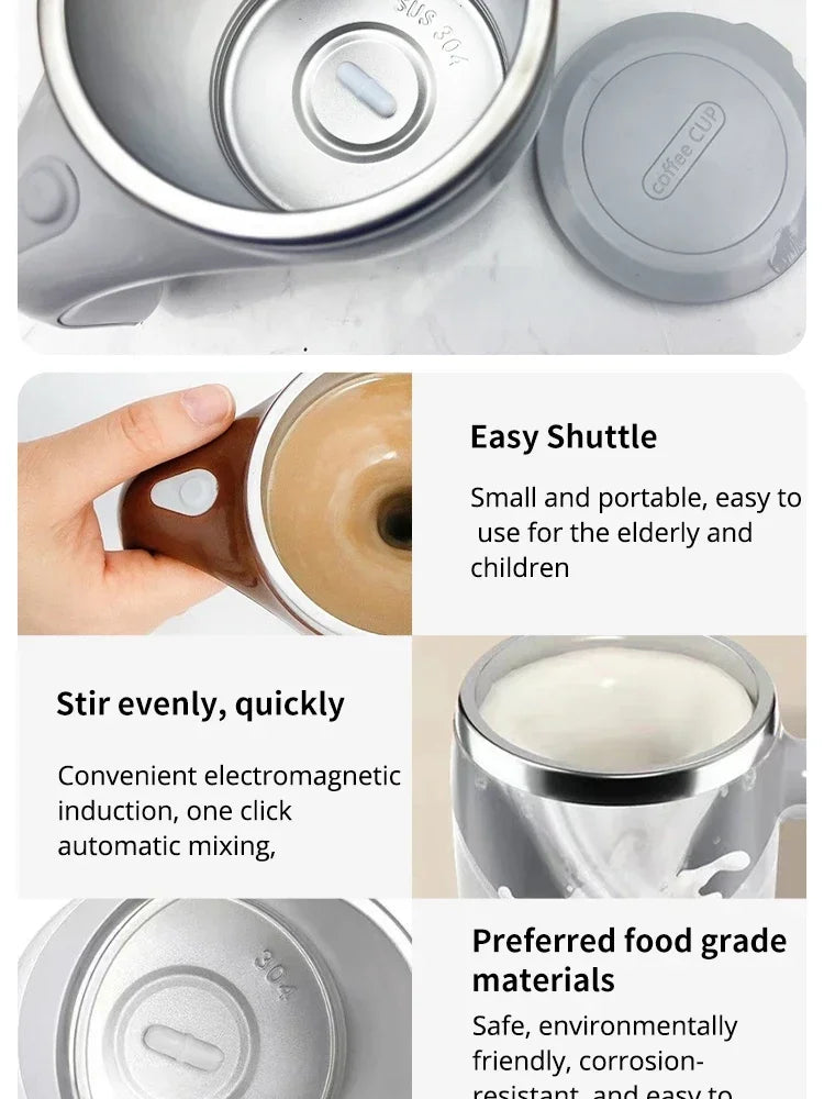 2025 Automatic Stirring CupMug Rechargeable Portable CoffeeElectric Stirring StainlessSteel Rotating Magnetic Home DrinkingTools