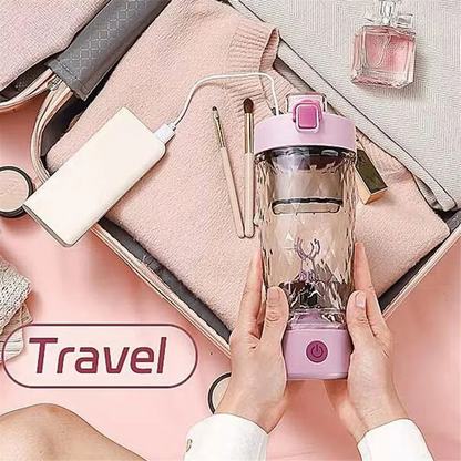 B08B-Electric Protein Bottle - Automatic Mixer for Gym & Outdoor, Milk Coffee Blender Kettle,Shake Bottle Mixer Black