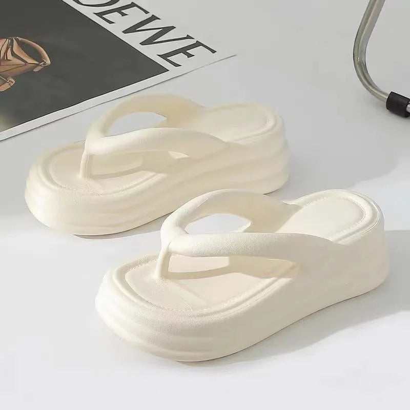 Thick Bottom Flip-flops Summer Fashion Women Slippers Soft Bottom Increase Anti-slip Anti-odor Beach Slippers Zapatos De Mujer