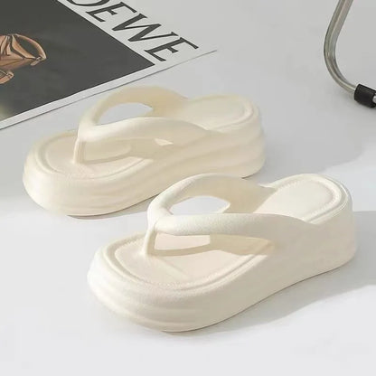 Thick Bottom Flip-flops Summer Fashion Women Slippers Soft Bottom Increase Anti-slip Anti-odor Beach Slippers Zapatos De Mujer