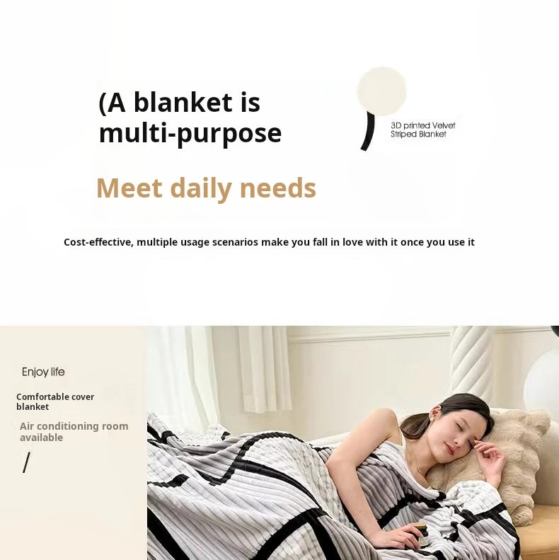 Lightweight Luxurious Warm Sleeping Plaid Milk Down Thin Blanket Multi Color Spring Summer Suitable For Sofas Bedrooms Blankets