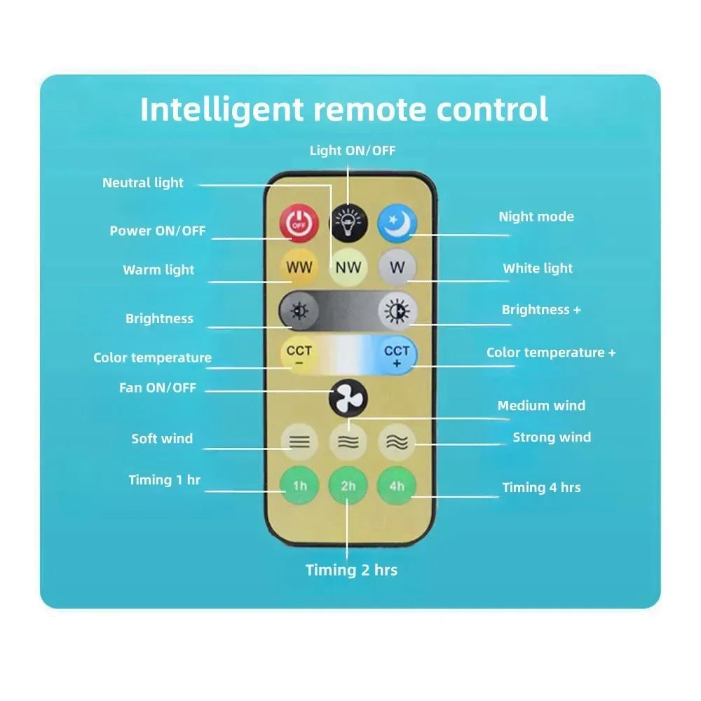 Smart 3-in-1 Ceiling Fan with Remote Control Lighting Lamp  Lighting Base for Bedroom and Living Room Silent and Convenient